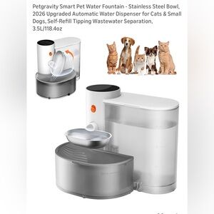 Automatic Pet Water Fountain Dispenser - White & Gray